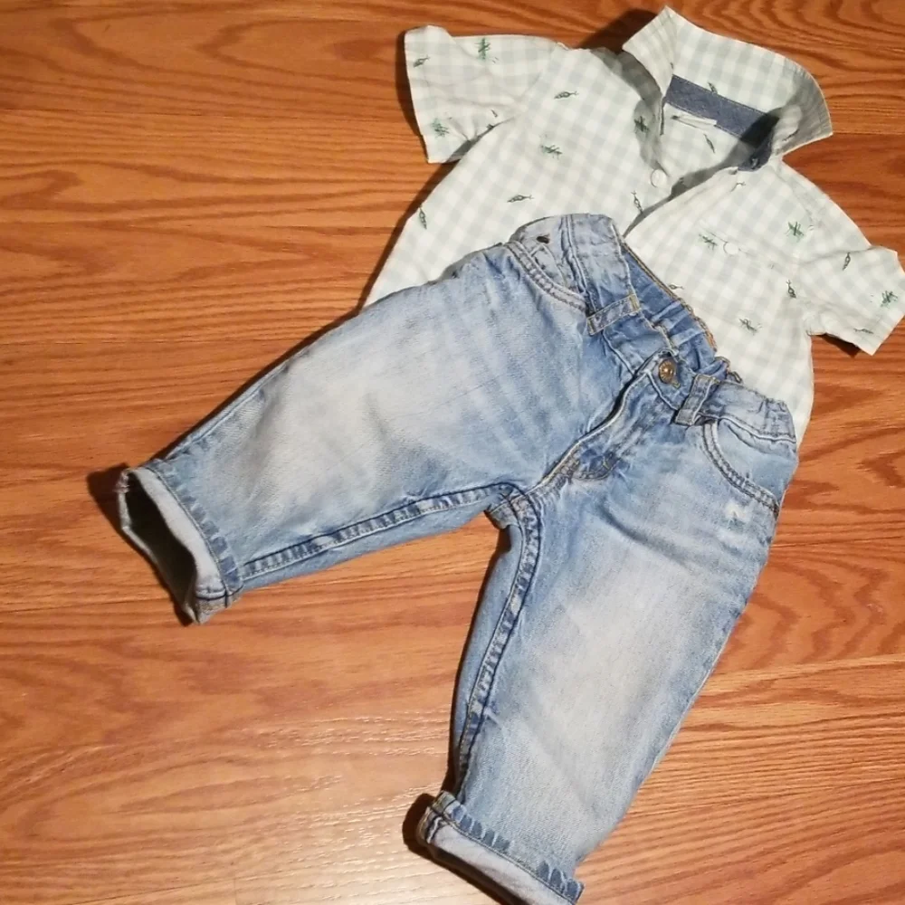 Gap shirt hm‎ distressed jesns 6-12mo